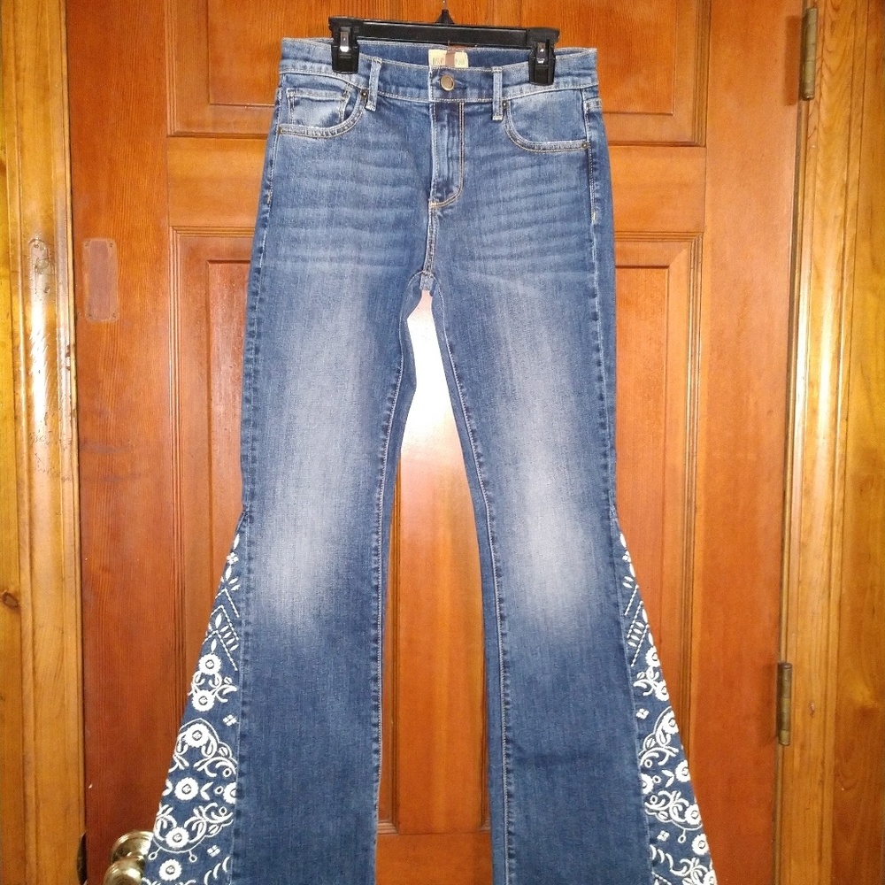 Free People Driftwood Embroidered Farrah Jeans